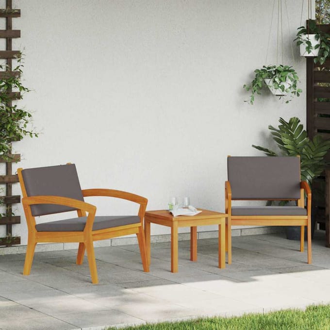 vidaXL Bistroset met kussen 3 pcs Bruin Polyester