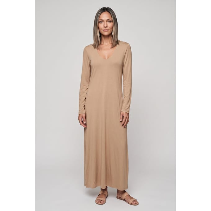 ARKET Mi Tencel Knit Dress Beige Maat: M | Maxi Jurken Outlet | Dames | Beige