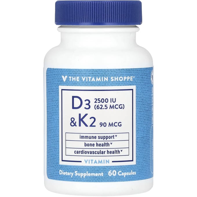 The Vitamin Shoppe, Vitamine D3 et K2, 60 gélules