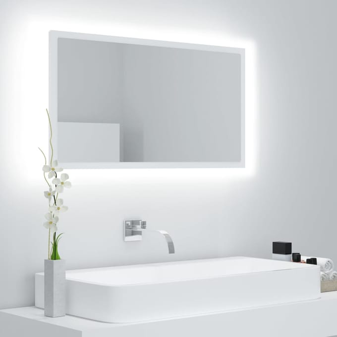 vidaXL - Badkamerspiegel - LED - 80x8,5x37 - cm - acryl - wit