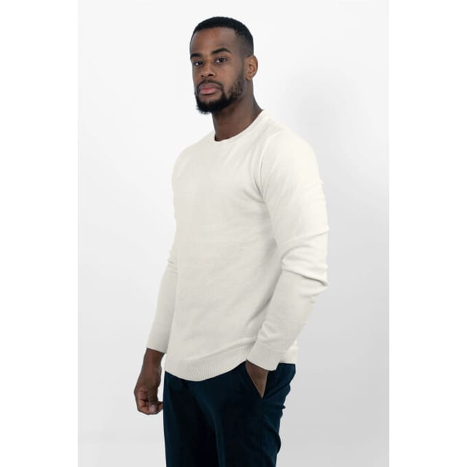 Vercate - Luxe Crewneck Pullover - Off White / Gebroken Wit - Regular Fit - Knit / Knitted Heren Sweater / Trui - Maat L