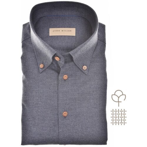 John Miller Overhemd Flanel Button-Down Donker Blauw / male