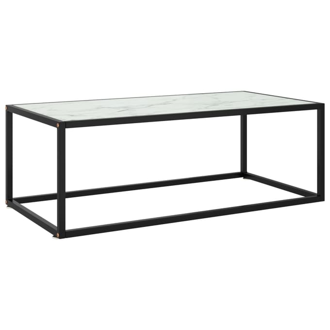 vidaXL - Salontafel - met - wit - marmerglas - 100x50x35 - cm - zwart