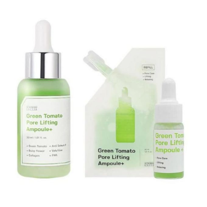 SUNGBOON EDITOR Groene Tomaat Poriënverkleinende Ampullen Set 70ml (30 ml + Navulling 30 ml + 10 ml) white