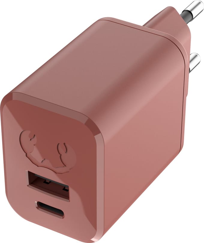 Fresh 'n Rebel USB + USB-C mini Snellader - 2 poorten - Oplader USB-C + USB - 45W - Compact en Veilig - Safari Red