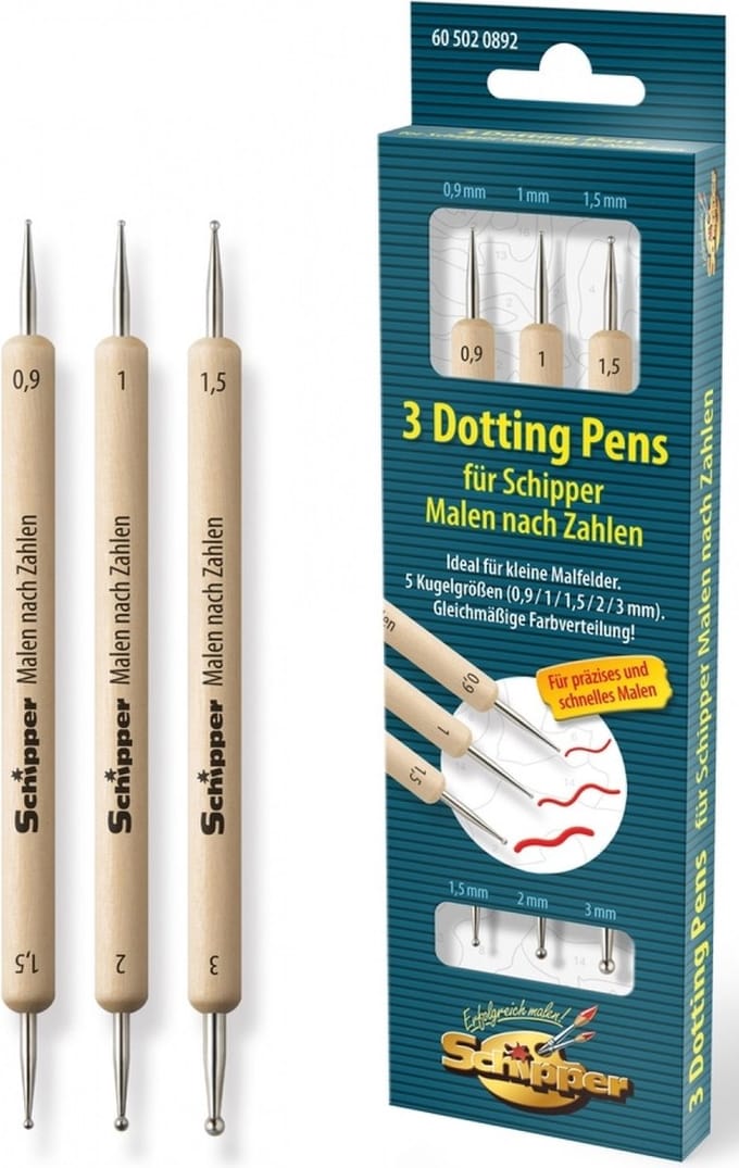 Schipper - hobbypakket - Dotting pennen set - 3 stuks - Voor schilderen op nummer