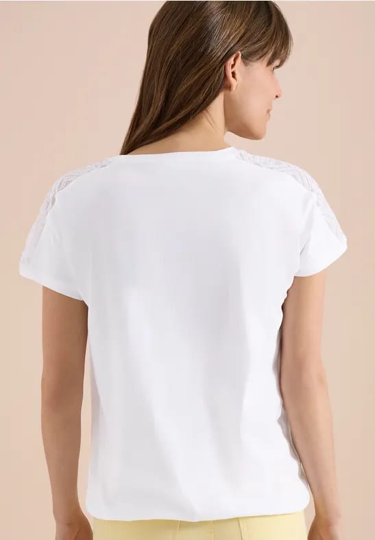 Shirt met overhangende schouders en kanten details