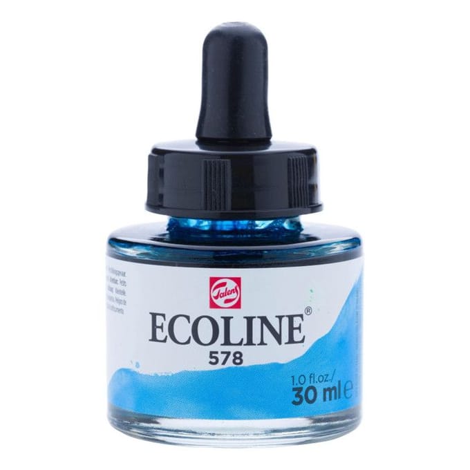 Encre aquarelle Ecoline 30ml 578 Bleu de céleste Royal Talens bleu