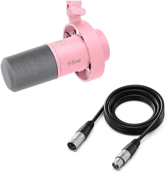 FIFINE K688 - Met XLR - USB / XLR - Dynamische Microfoon - Streaming - Podcasting - Gaming - Geschikt voor PS4 / PS5 / PC - Roze