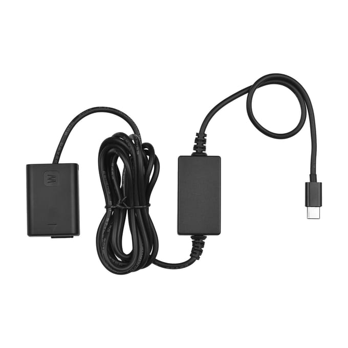 Andoer DC Coupler Dummy Batterij en USB-C Type-C AC Converter Voedingsadapterkabel voor NP-FW50 zwart