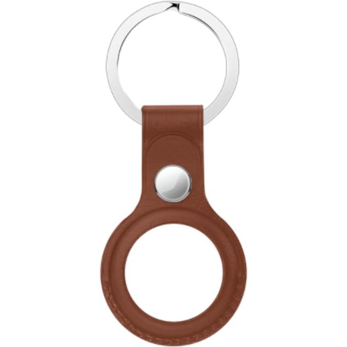 Premium Lederen Hanger voor Apple Airtag - Sleutelhanger - Hoesje  - Bruin