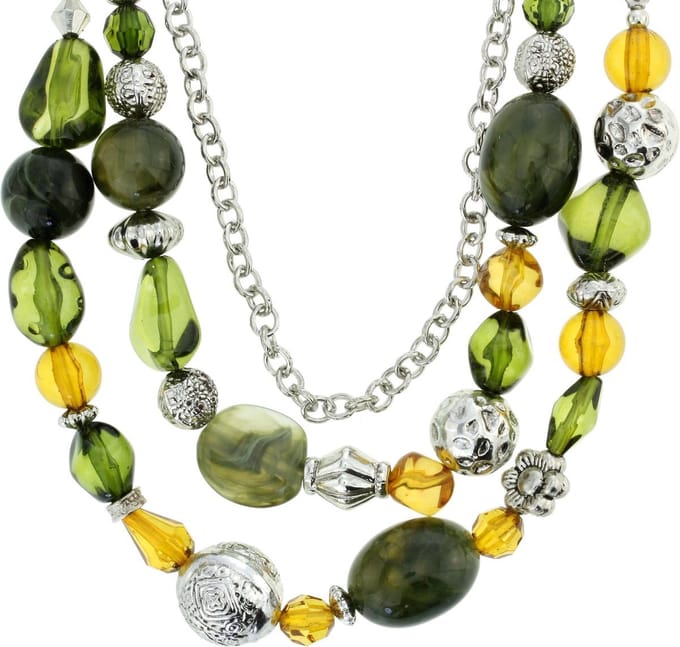 Behave - Groene Kralen Ketting - 40 cm - Met Gouden Accenten