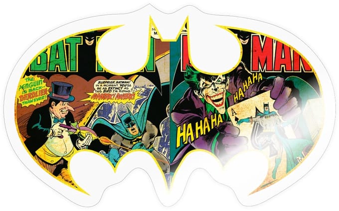 Batman Logo Comic Sticker maat S (10 x 10 cm)