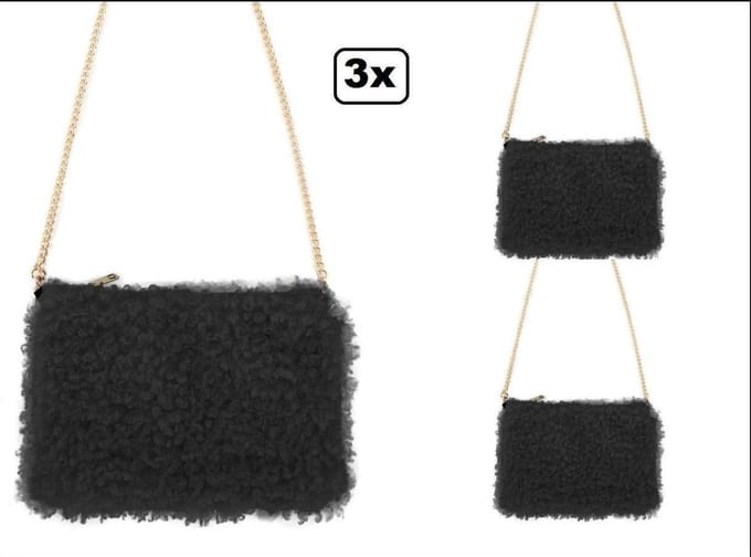 3x Tas curly zwart