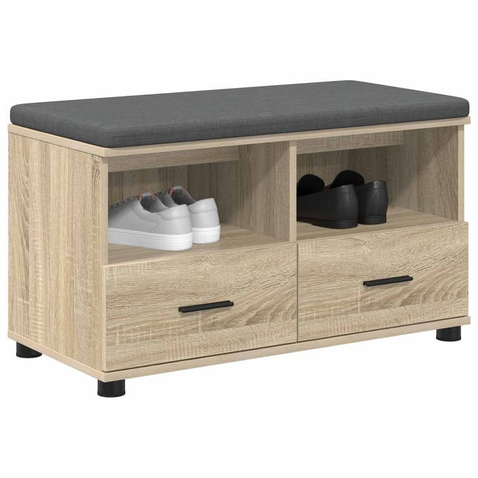 vidaXL - Hallenbank - Sonoma - Eik - 80 - x - 38 - x - 46 - cm - Geengineerd - Hout - en - Stof