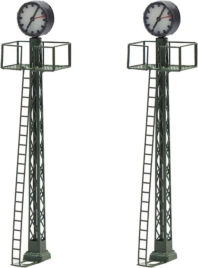 Evemodel 2 stks Model Spoorweg verlichting Platform Klok op Rooster mast N Schaal 6cm