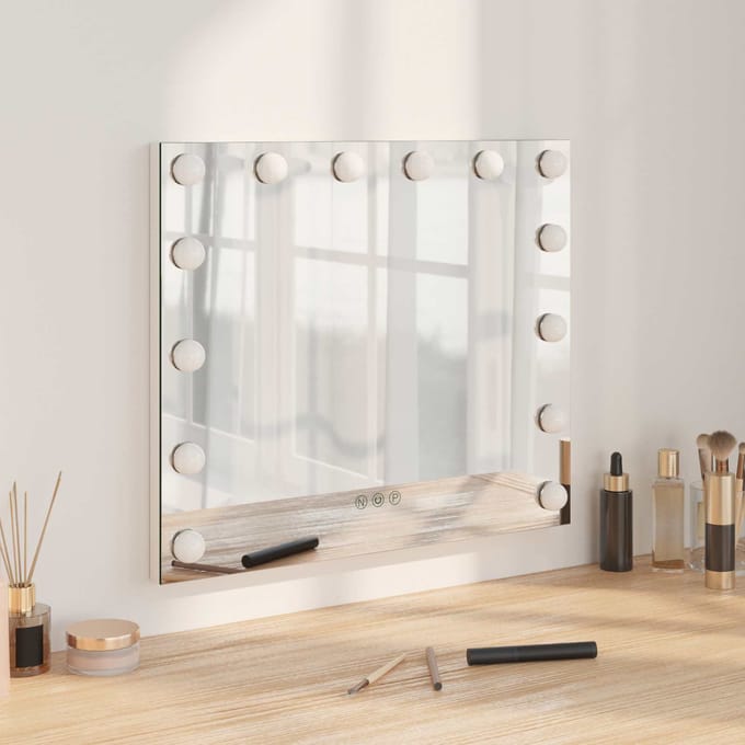 vidaXL - LED - Vanity - Spiegel - Wit - 50 - x - 10 - x - 44 - cm - Glas - en - Staal