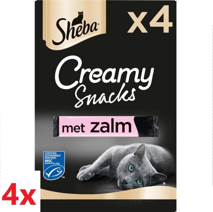 4x Sheba - Creamy Snacks Zalm - Kattensnacks - 4 stuks