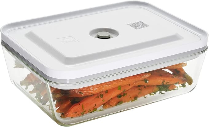 Vacuüm Bewaarcontainer Glas - Vershouder - Voedsel Bewaren - Dubbele Afsluiting - Medium 2.1L - Transparant