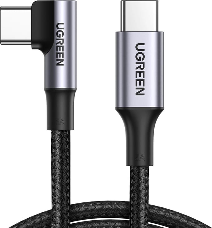 Ugreen - US334 - USB-C / USB-C 90º 480Mb/s 2m haakse kabel - zwart