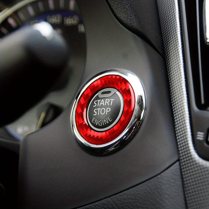 Auto Eénknops Start Cover Decoratieve Cover Auto Interieur Accessoires rood