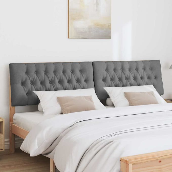 vidaXL - Gestoffeerd - hoofdbord - Donkergrijs - 200 - cm - Massief - grenenhout