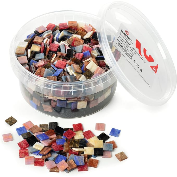 Rayher hobby Mozaiek steentjes - diverse kleuren - 1200x stuks - 1 x 1 cm