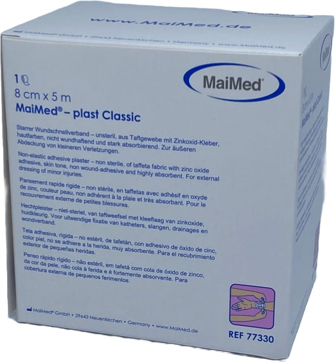 Maimed-plast Classic pleister op rol - 8cm x 5 m