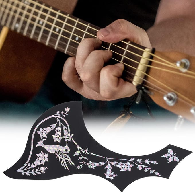 Gitaar Slagplaat Zelfklevende Sticker Zwarte Kleur Bloem Vogel Beschermer Universele Accessoires black