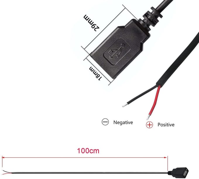 Dailygoody - 5x USB Sockets Pigtail Kabel 1 Meter - DIY Oplossing voor USB Apparaten