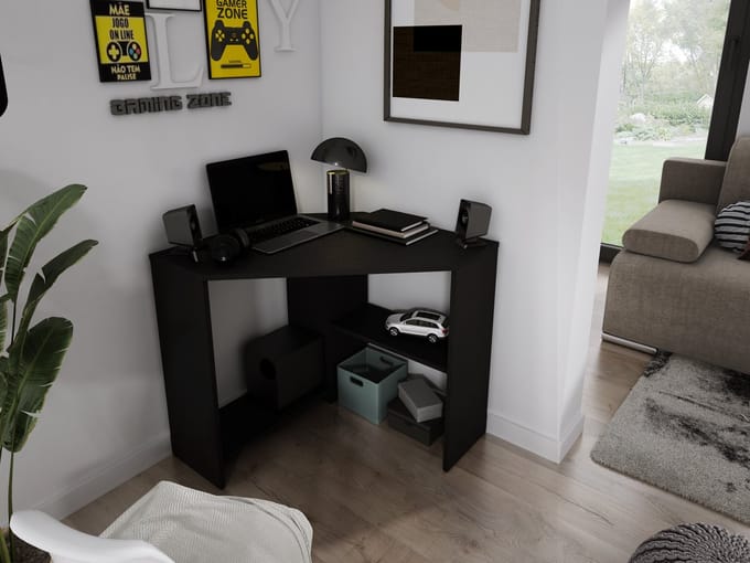 Meubel Square - Bureau NOOK - Zwart - Hoekbureau - Kindertafel