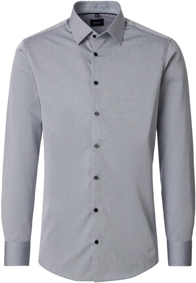 VENTI modern fit overhemd - popeline - zilvergrijs - Strijkvrij - Boordmaat: 38
