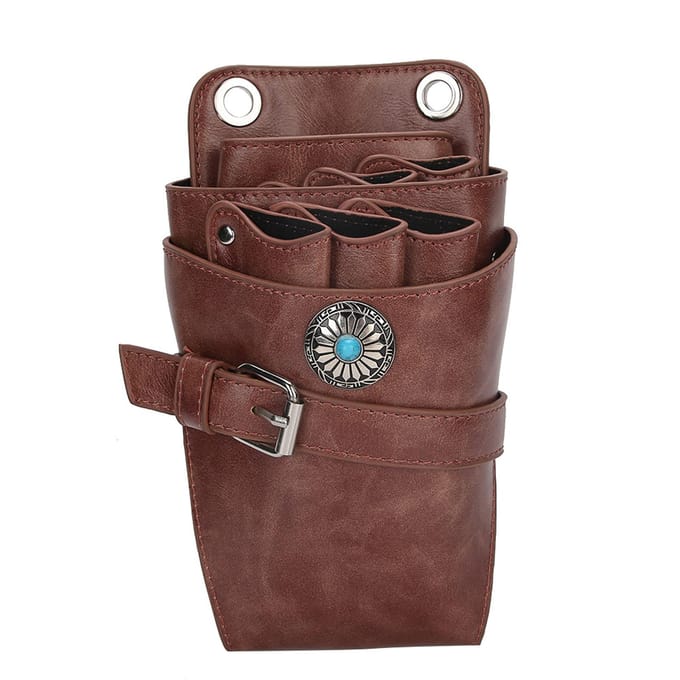 Kapper Schaar Etui Holster met Riem Kappers Taille Houder Etui Tas Bruin brown