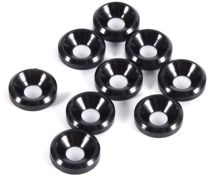 Aluminium verzonken ringen M4 zwart - 10 stuks - Anodized, voor bevestiging en afdichting