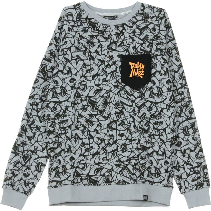 Rocks Pattern herensweater met ronde hals grijs/zwart