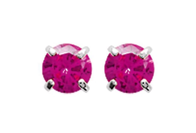 Amanto Oorbellen Dynah Red - 925 Zilver Gerhodineerd - Rood - ∅4mm