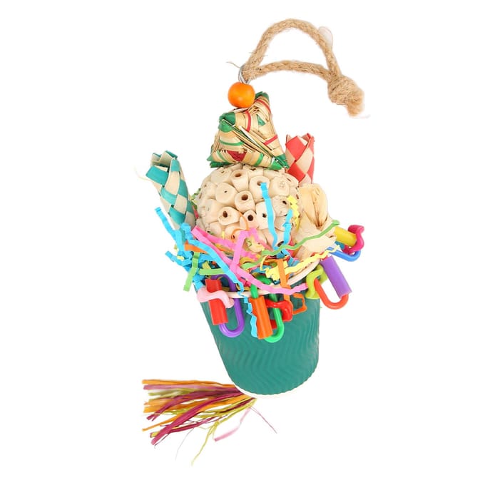 Gobelet Piège de Fourrage Jouet pour Oiseau Amusant Interactif Coloré Jouet de Fourrage pour Perruche Conure Calopsitte Perruche Ondulée Inséparables beige