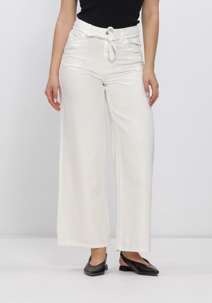 Object Wide leg jeans Strikceintuur