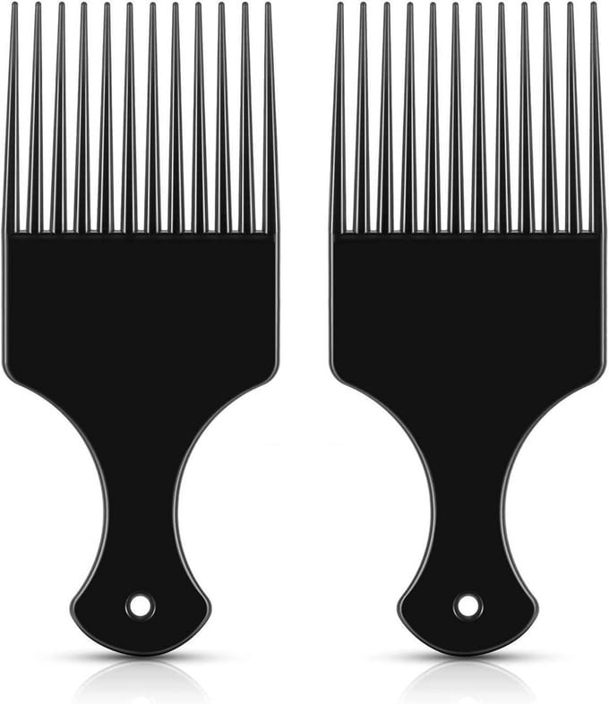 2 Stuks Afro Kam: Brede Tanden Pick Kam voor Krullend, Dik en Lang Haar