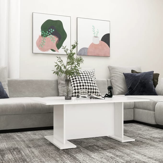 vidaXL - Salontafel - 103,5x60x40 - cm - bewerkt - hout - wit