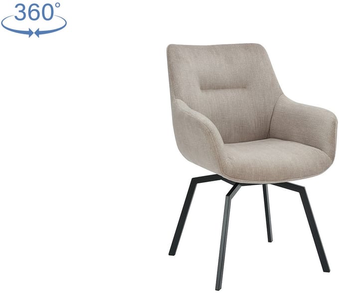 Draaistoel Modesta ribfluweel - beige