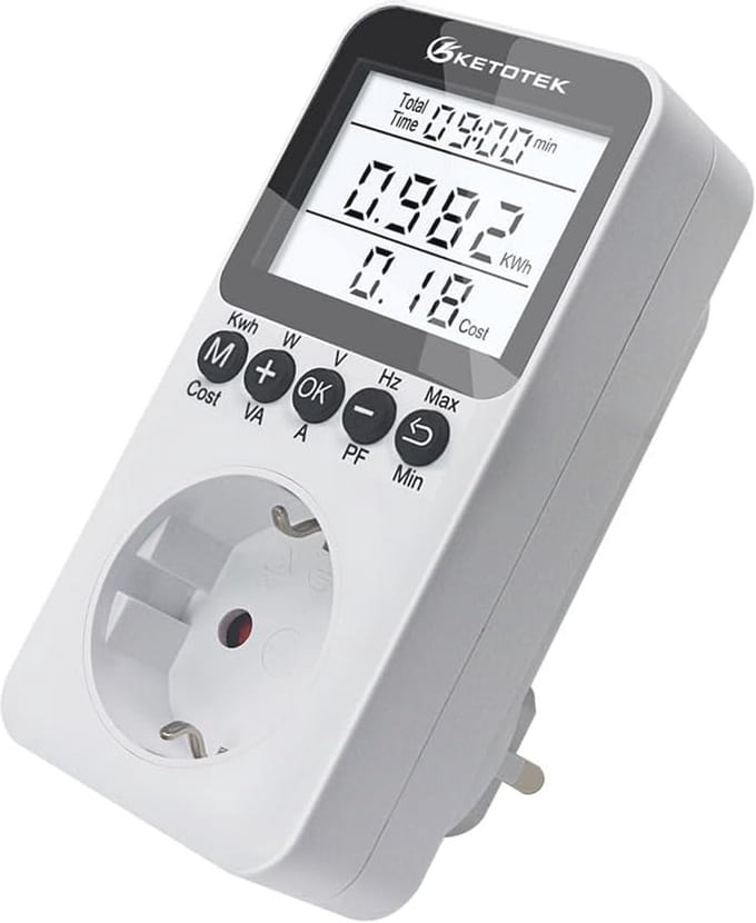 Energiekostenmeter met LCD-scherm en Overbelastingsbeveiliging - Tot 3680 W