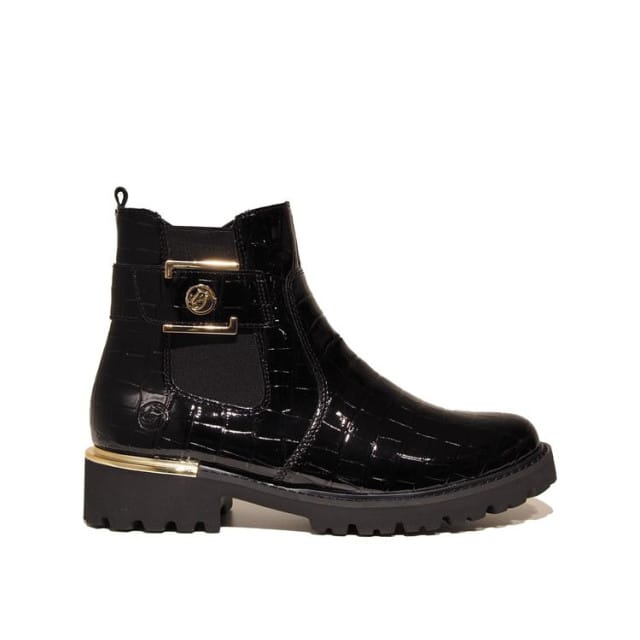 Remonte D8684-03 Enkellaarzen Zwart Lak Dames