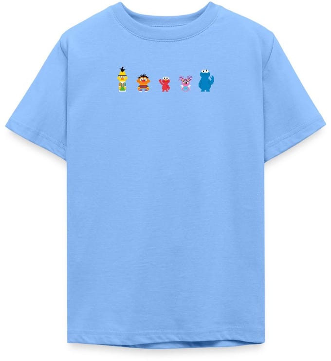 Sesamstraat Pixelontwerp Personages T-Shirt Tiener