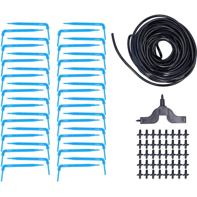 Druppelirrigatie Kit 15m Watergeef Druppelslang Set Tuin Kas Zaailing Accessoire black