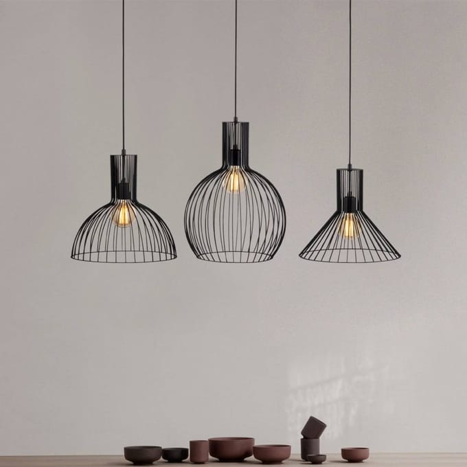 Opviq Hanglamp Fellini MR-768, zwart, ijzer, 3-lamps lineair