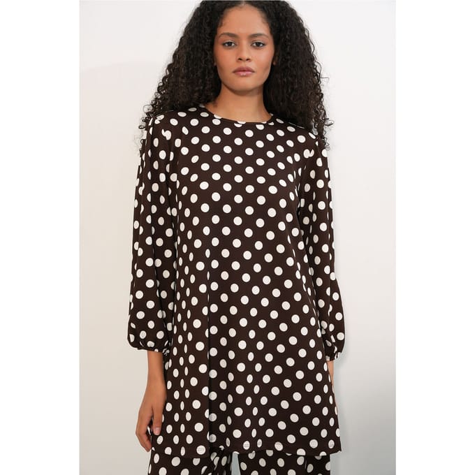 Gelaagde Lange Mouwen Tuniek en Wijd Been Broek Set