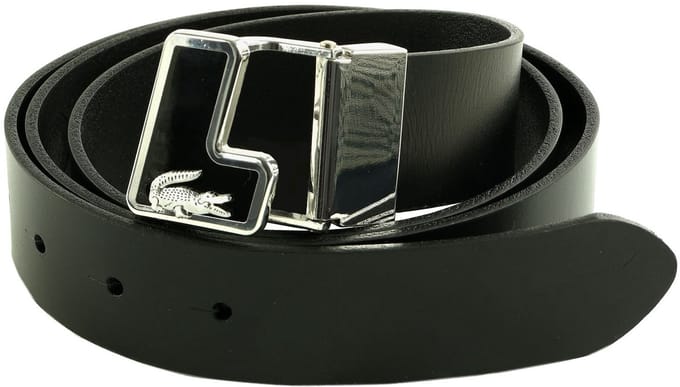 LACOSTE Leren Riem Plain Leather Belt W95 Noir Zwart