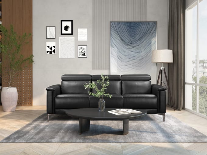 Lund-Sofa 3-zits - 2 Elec. Relax - Zwart PU