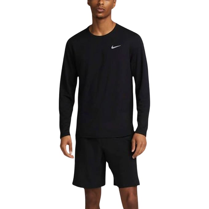 Nike Dri-Fit Miler Dri-Fit UV Miler Hardloopshirt Heren-Zwart